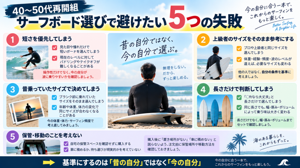 サーフボードの長さ・幅・厚み・ボリュームをセットで確認する選び方
