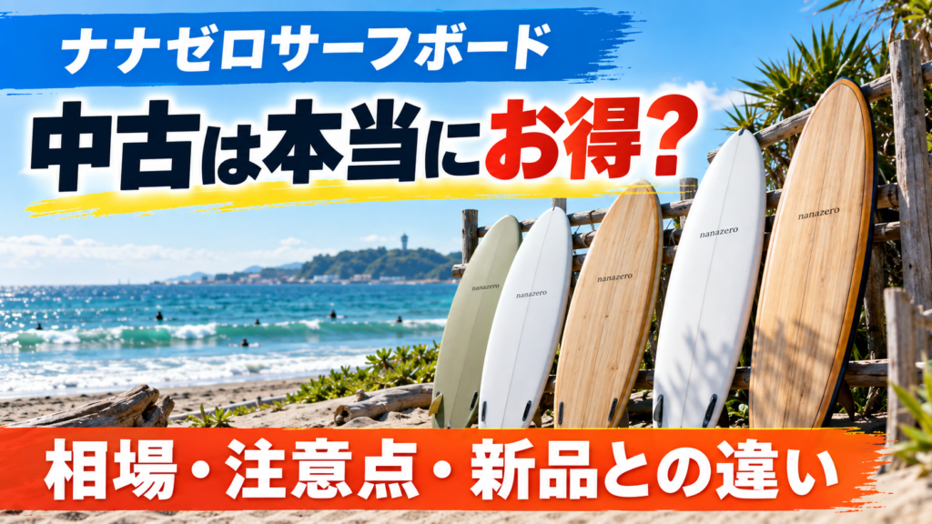 ナナゼロサーフボードの中古は本当にお得？相場・注意点・新品との違いを解説するアイキャッチ