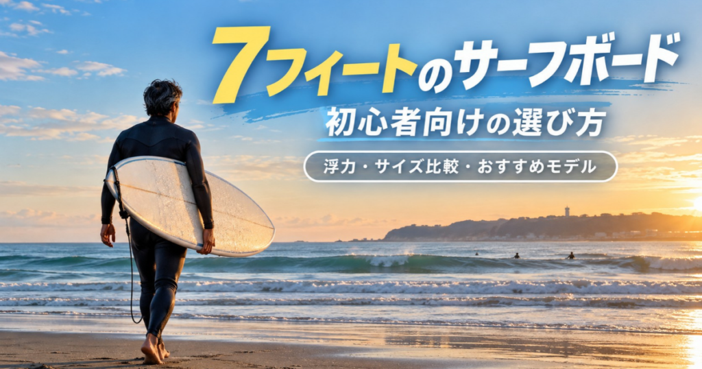 7フィートのサーフボードの特徴や初心者向けの選び方、浮力、おすすめモデルを解説する記事のアイキャッチ
