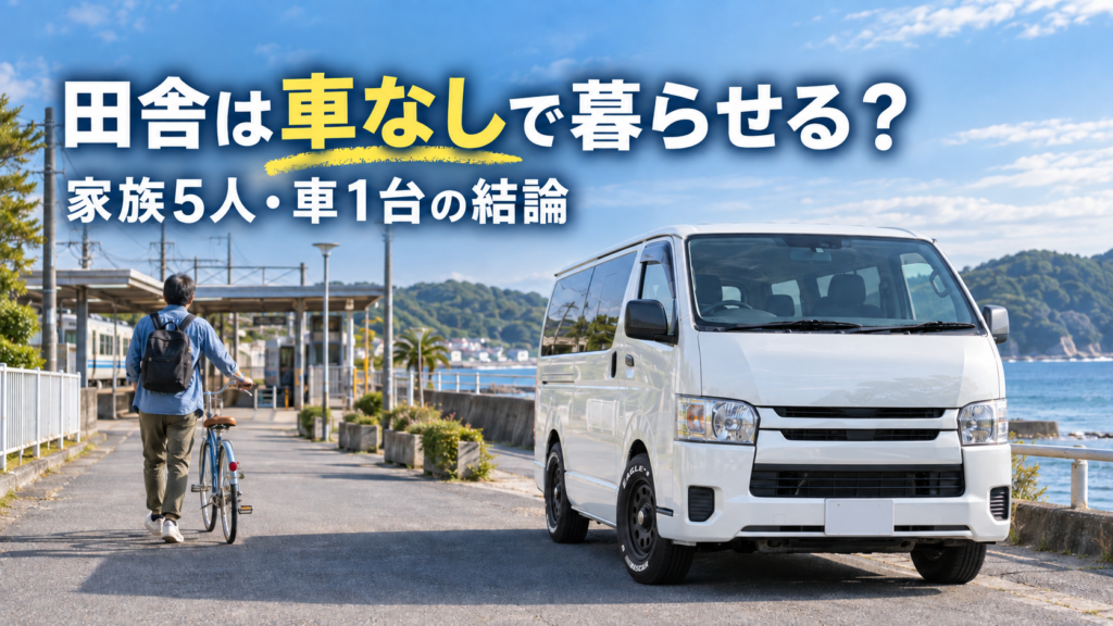 田舎で車なし生活ができるかを考える駅・自転車・ハイエースのイメージ